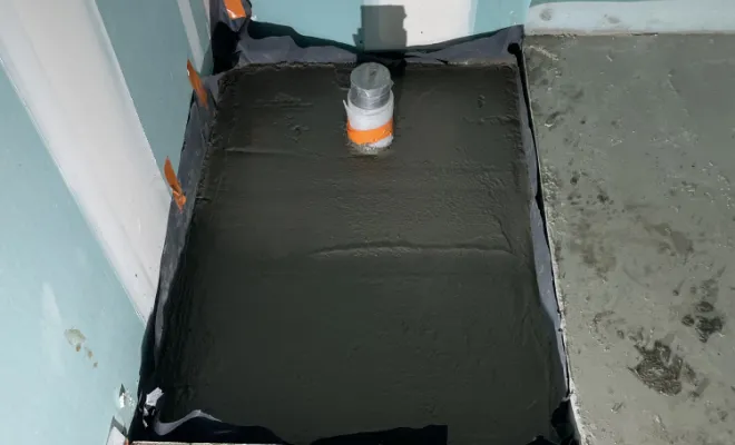 Maçonnage d'un bac à douche à l'italienne.