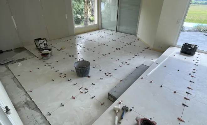 Réalisation d'un ragréage à Rivière.