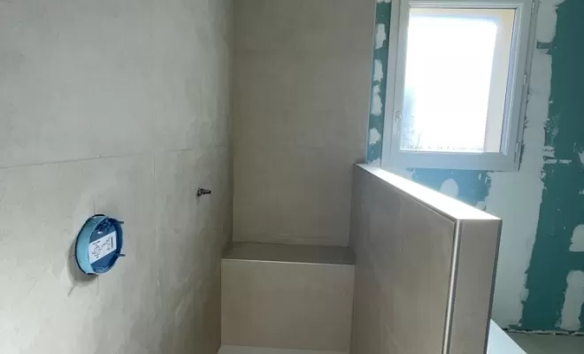 Pose de carrelage de salle de bain, Castets, Delmon Daniel